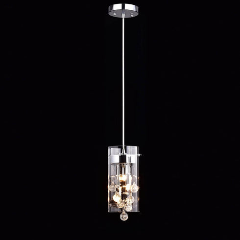 Modern Crystal Pendant Light Mini Glass Cylinder Fixture